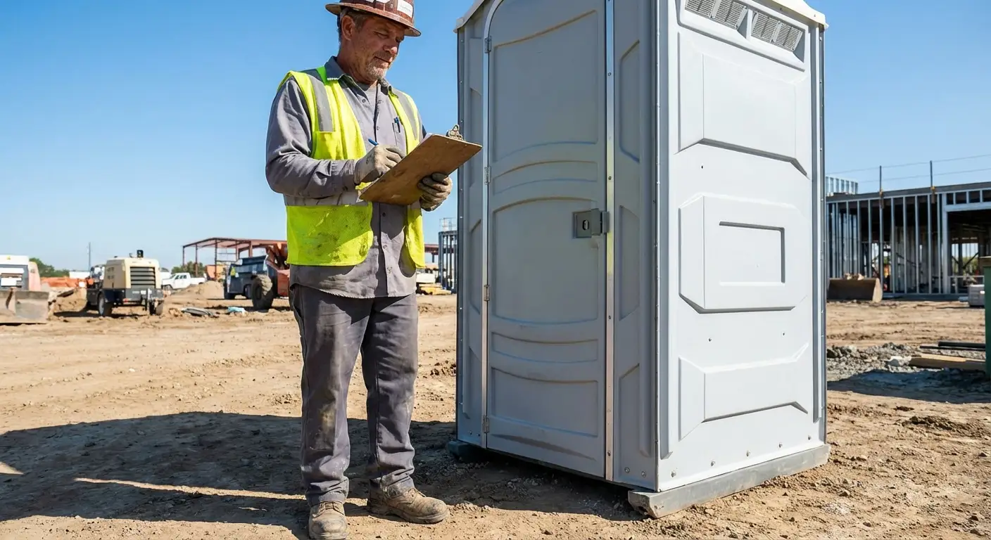 Portable toilet delivery truck ready for service in Greensboro, NC