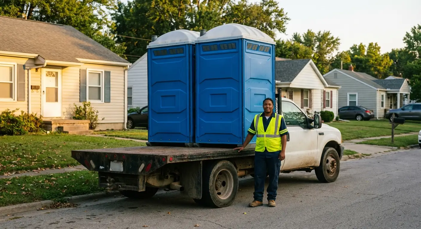 Triad Portable Restrooms founder with original service truck in Greensboro, NC